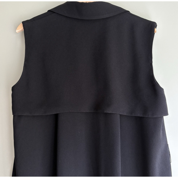 JENNI KAYNE Black Tuxedo Style Sleeveless Trench Vest Small Longline Minimalist - Picture 10 of 15